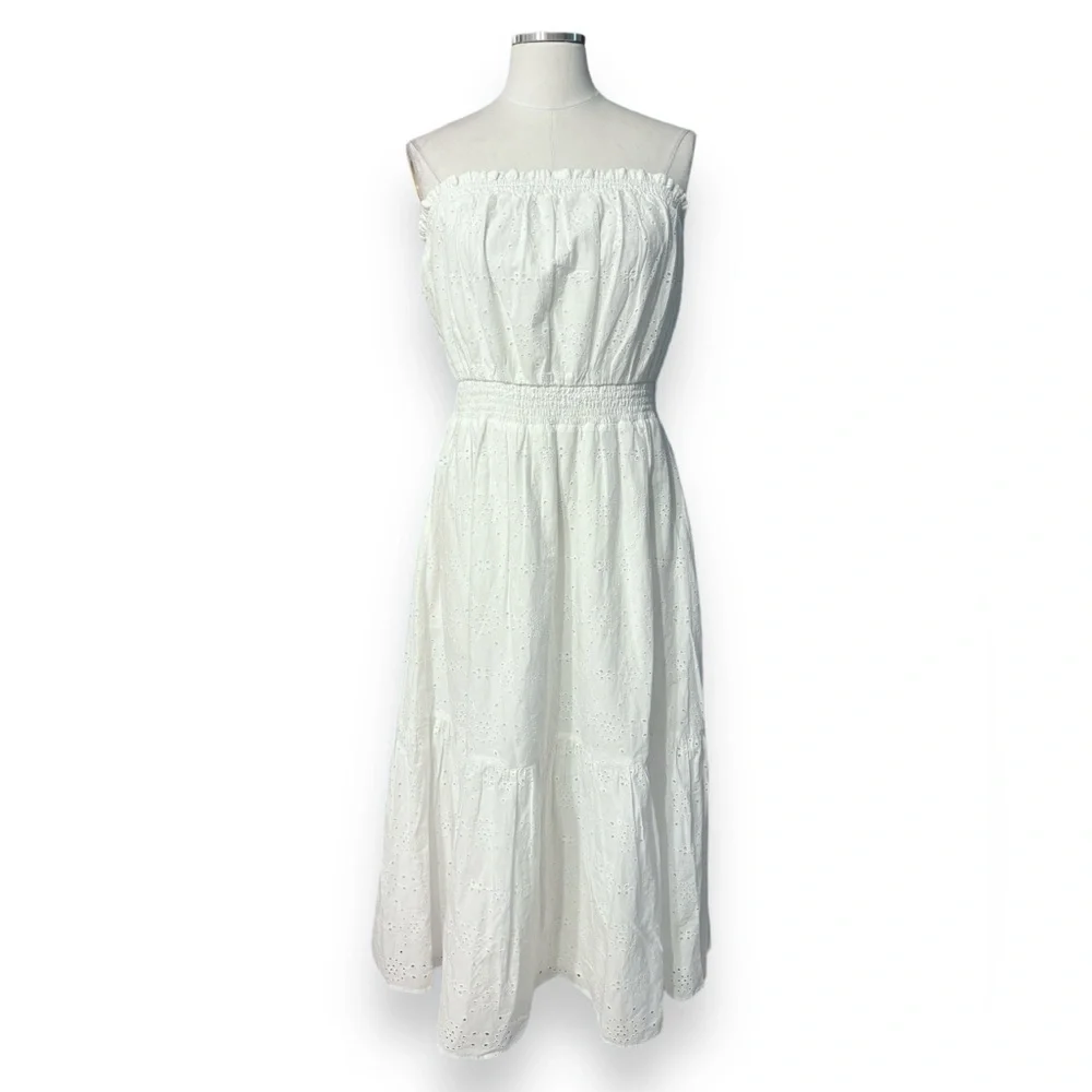 LILLY PULITZER Nikole Strapless Eyelet Midi Dress - Picture 2 of 10